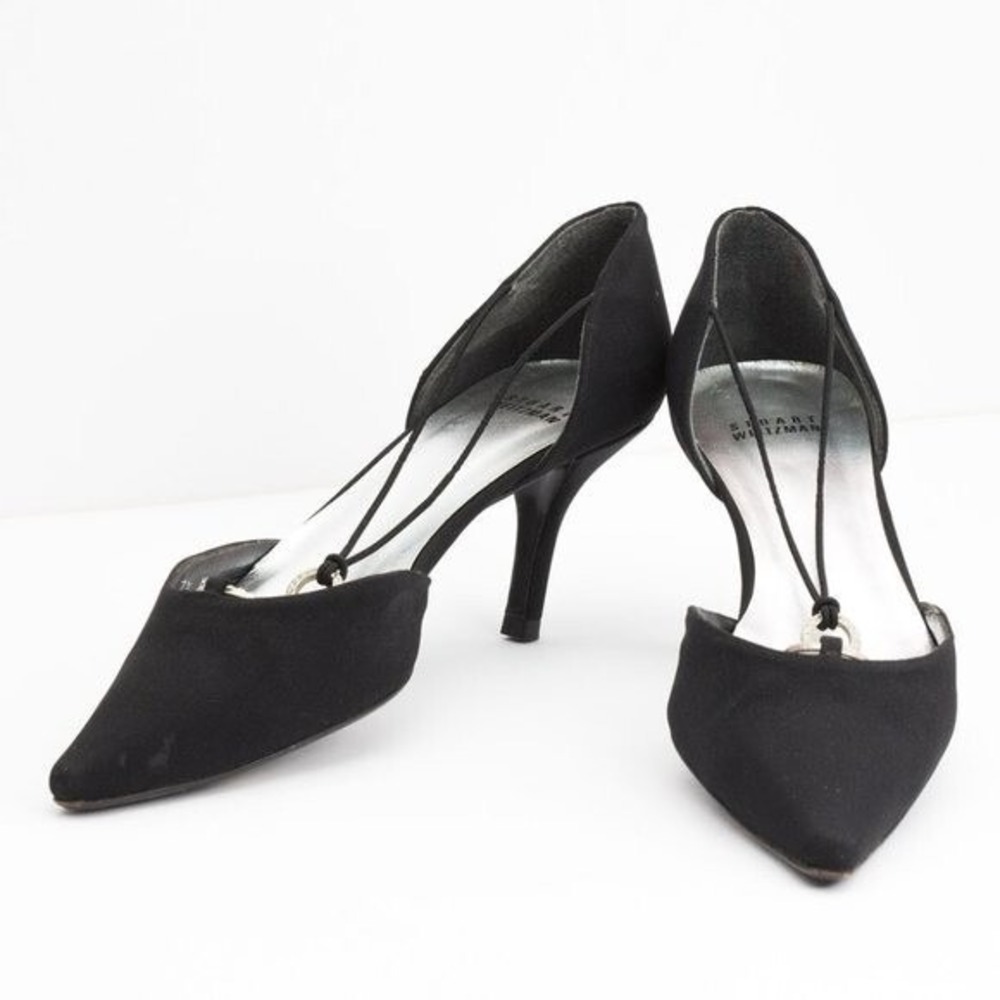Stuart Weitzman Strap Point‎ Toe Heels Black Size 7.5